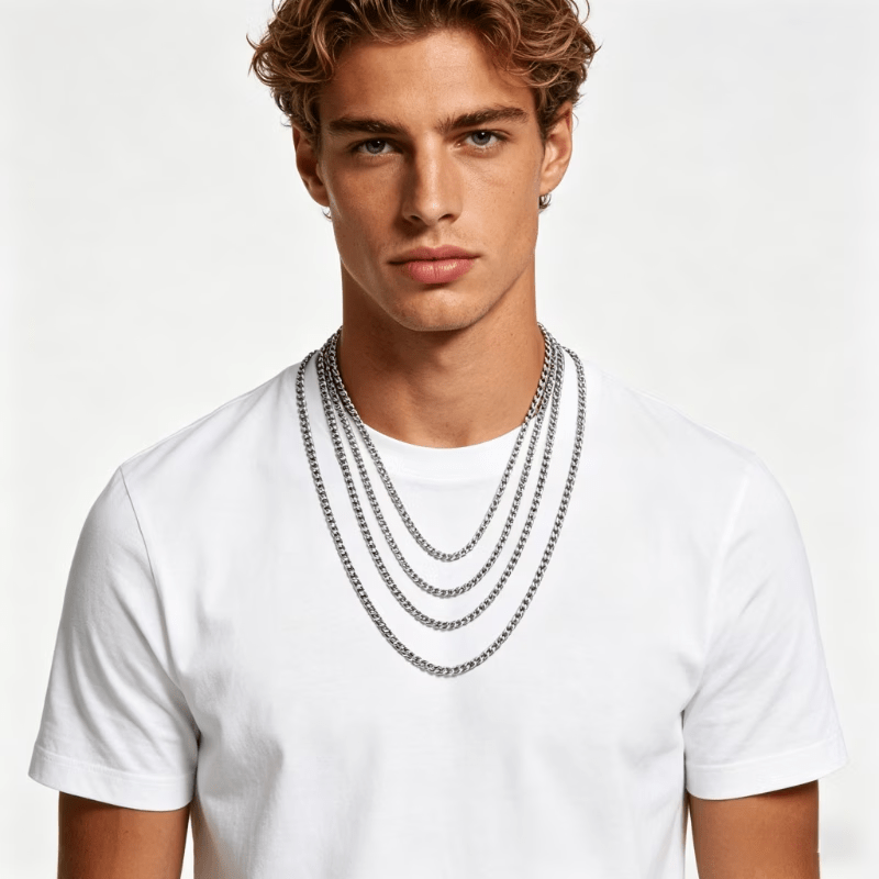 Fashionable Classic Stainless Steel Cuban Link Chain Necklace